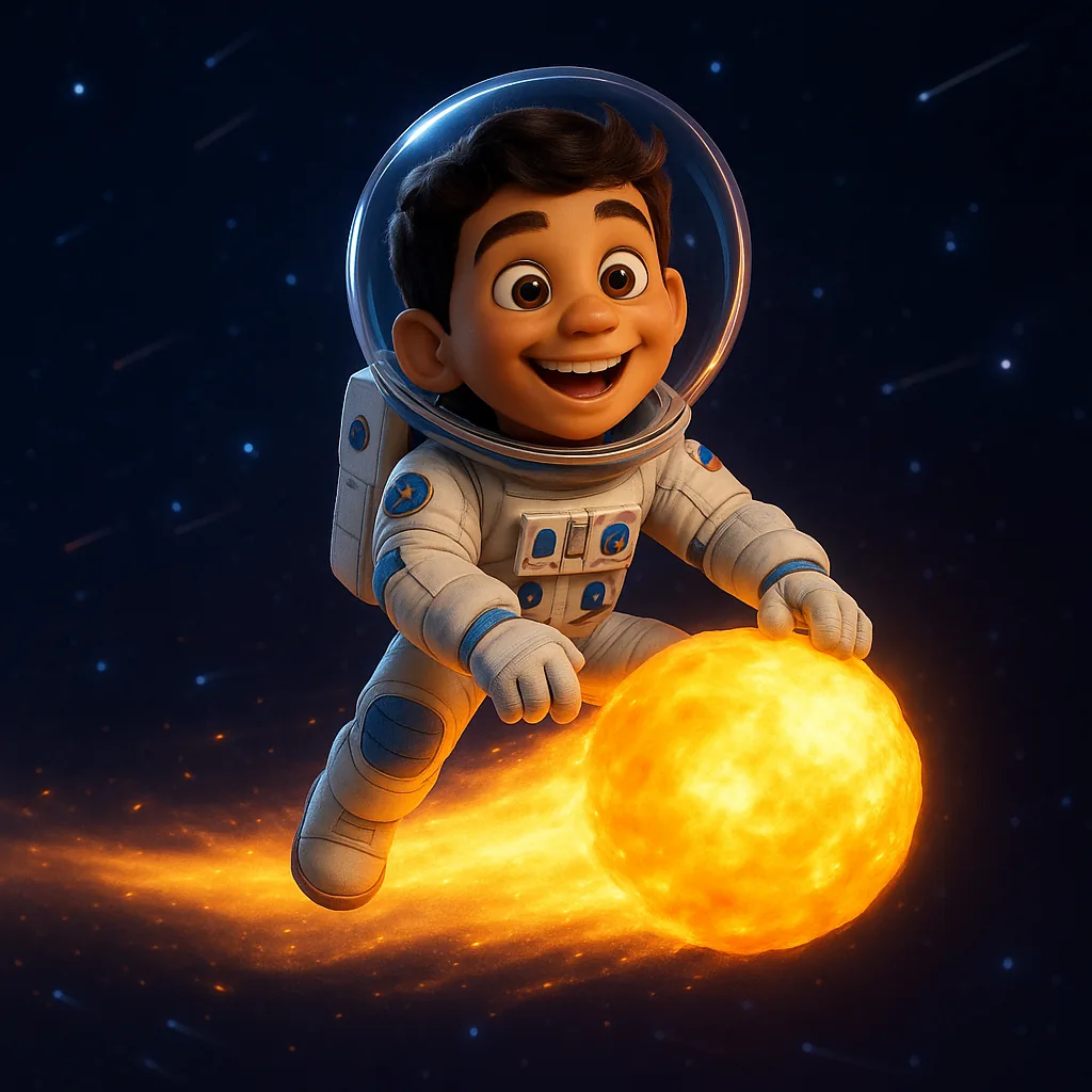 Astronaut riding a comet's tail