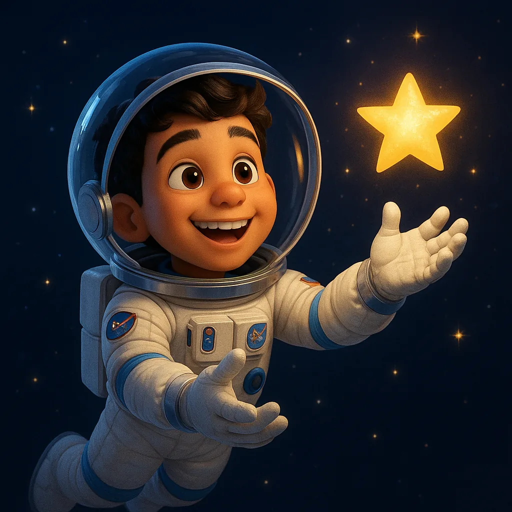 Astronaut reaching for a star